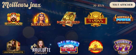 Jeux populaires au casino Vegasplus
