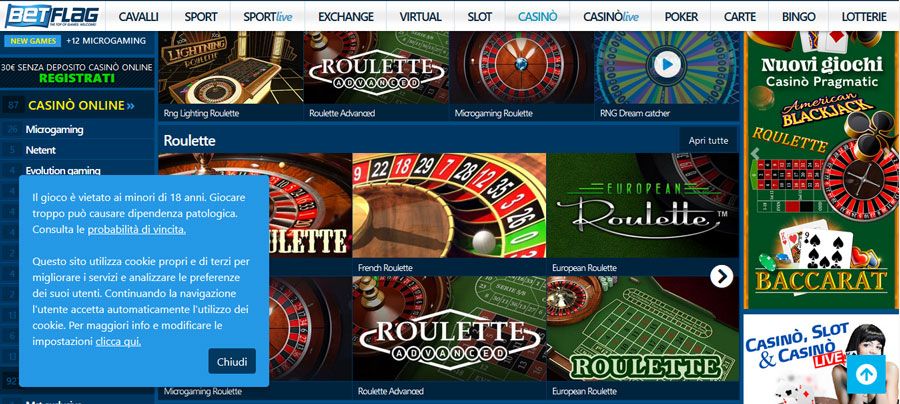 Giochi disponibili su BetFlag Casino