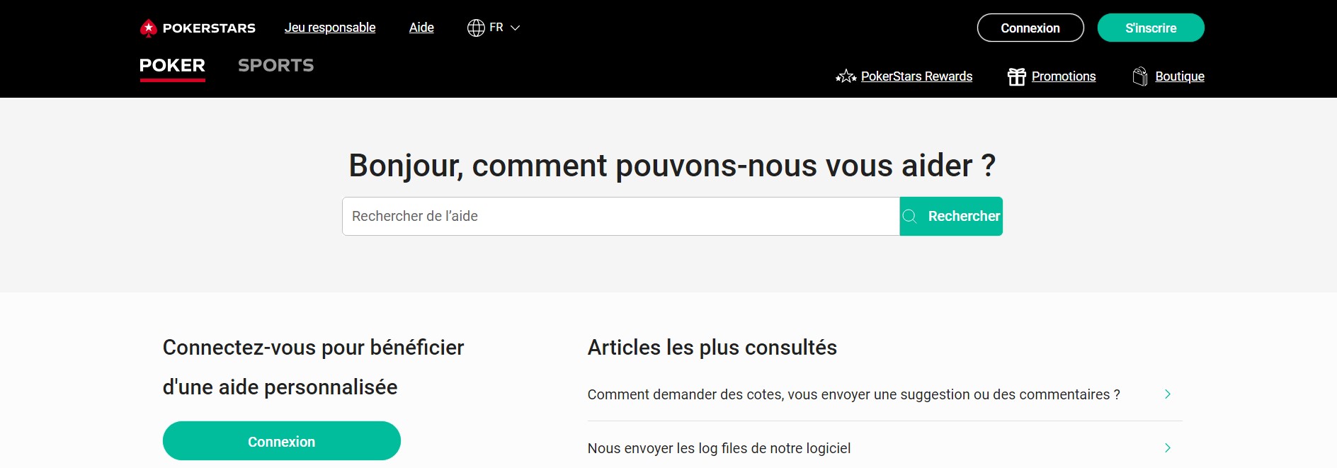 Service clientèle du Pokerstars casino