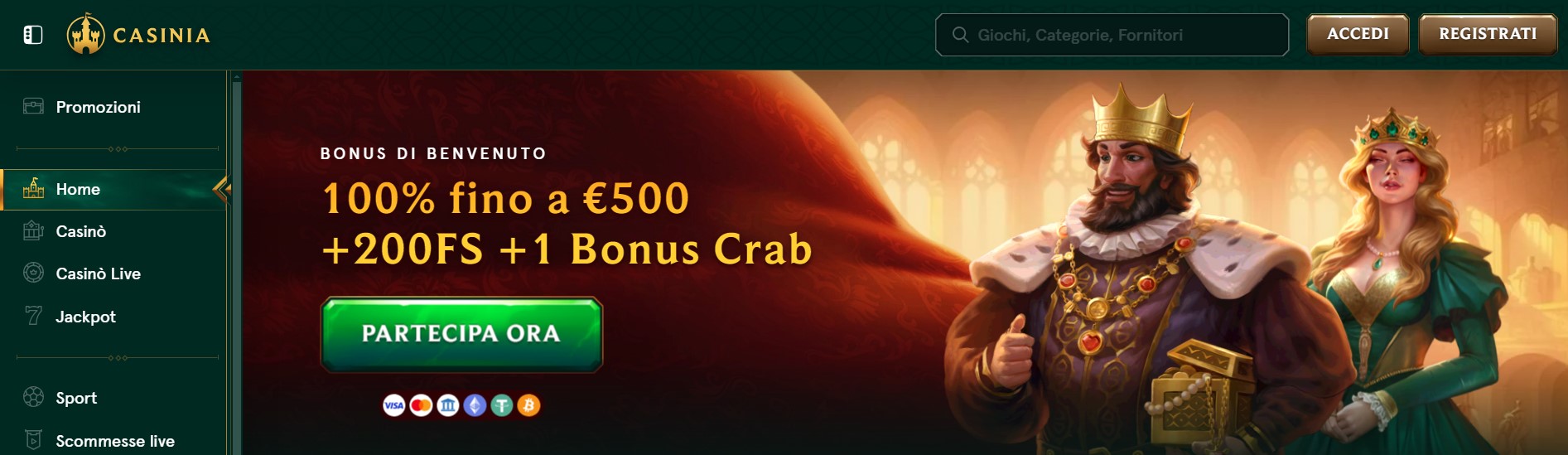 Bonus e promozioni del casinò Casinia