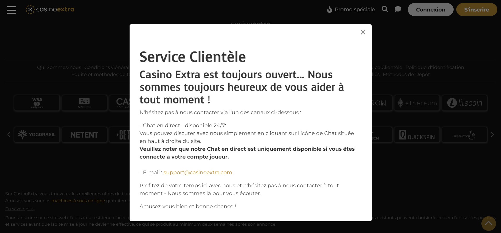 Casinoextra : Service clientèle